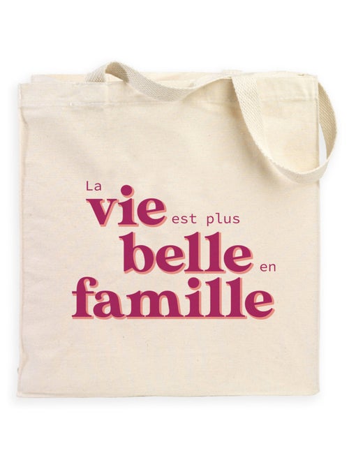 Totebag LA VIE EST PLUS BELLE EN FAMILLE ROSE - Kiabi Totebag LA VIE EST PLUS BELLE EN FAMILLE ROSE - Kiabi