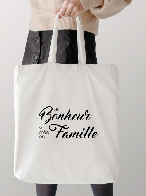 Totebag LE BONHEUR SE CRÉE EN FAMILLE - Kiabi Totebag LE BONHEUR SE CRÉE EN FAMILLE - Kiabi