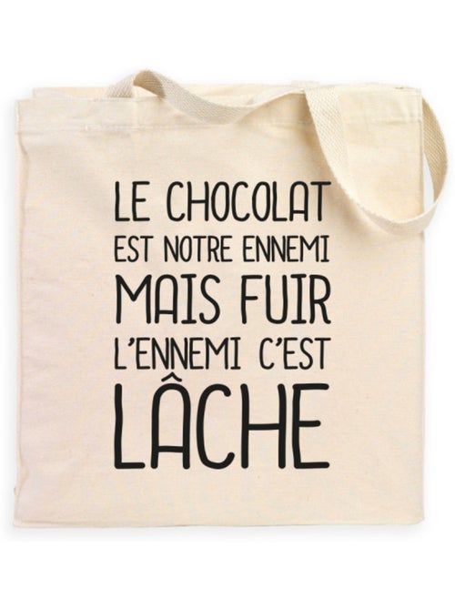Totebag LE CHOCOLAT EST NOTRE ENNEMI 2 - Kiabi Totebag LE CHOCOLAT EST NOTRE ENNEMI 2 - Kiabi