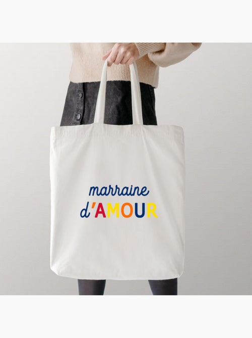 Totebag MARRAINE D'AMOUR COLORÉE WAF - Kiabi Totebag MARRAINE D'AMOUR COLORÉE WAF - Kiabi