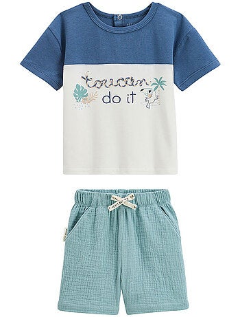 Toucana kinderset bestaande uit een katoenen gaas t-shirt en een short.