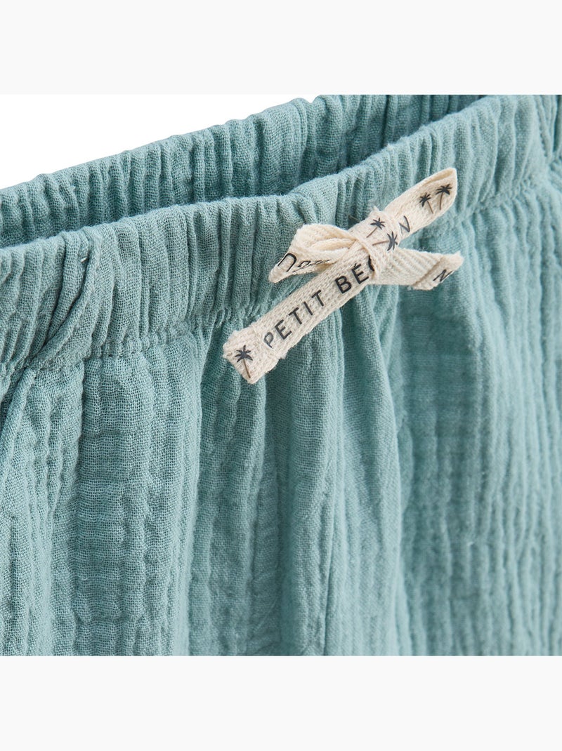 Toucana kinderset bestaande uit een katoenen gaas T-shirt en een short. Blauw - Kiabi