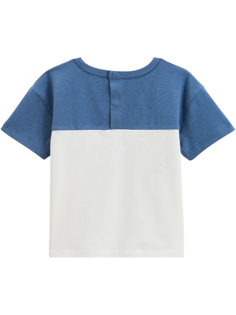 Toucana kinderset bestaande uit een katoenen gaas T-shirt en een short. Blauw - Kiabi