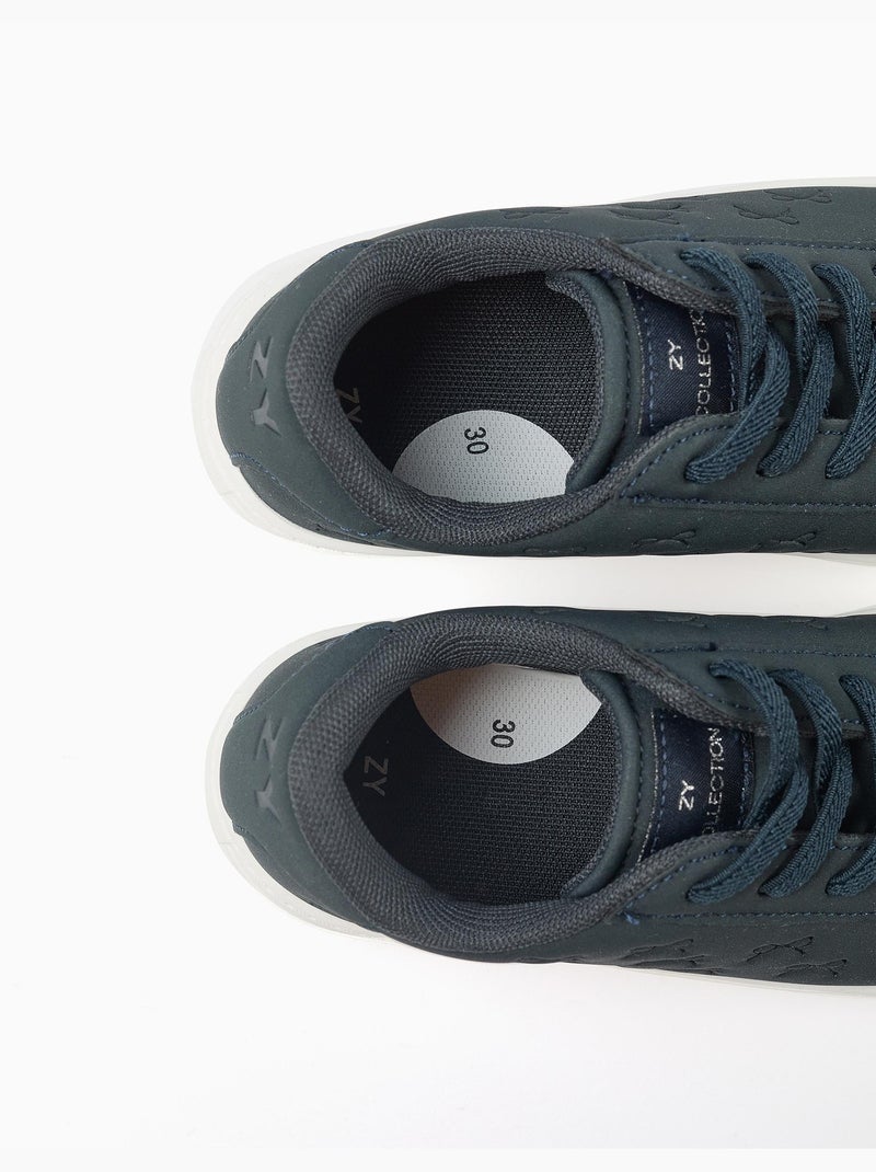 Trainers met reliëfstrikken en elastische veters Blauw Blauw - Kiabi