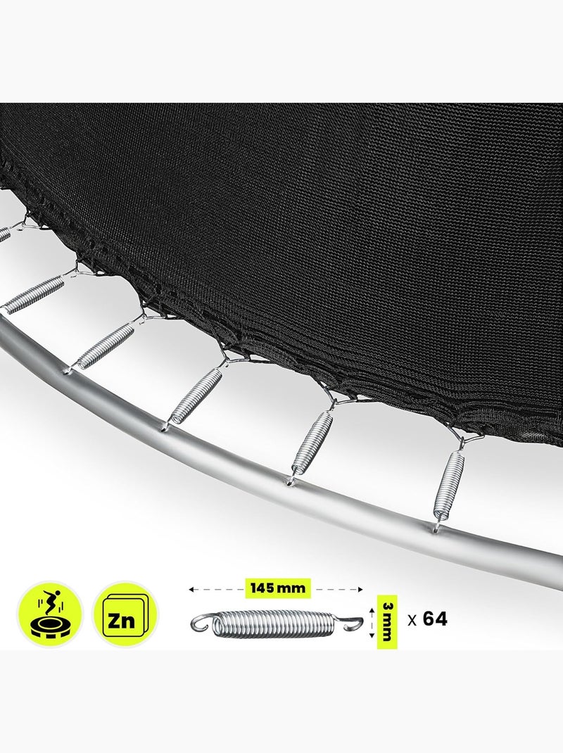 Trampoline de jardin avec filet et échelle 366cm hypermotion Noir - Kiabi