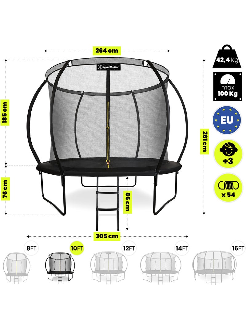 Trampoline enfant avec filet et échelle 305cm hypermotion Noir - Kiabi
