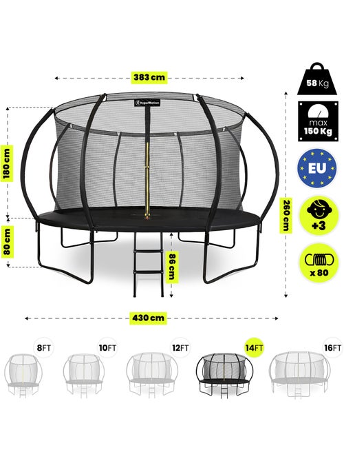 Trampoline enfant avec filet et échelle 430cm hypermotion - Kiabi Trampoline enfant avec filet et échelle 430cm hypermotion - Kiabi