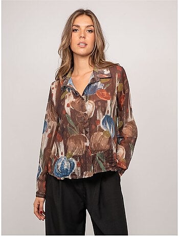 Transparante blouse met bloemenprint oxelia