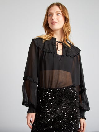 Transparante blouse met kraagje