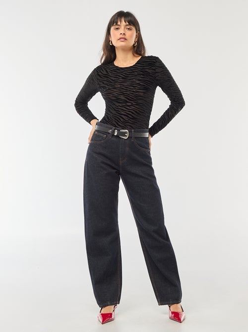 Transparante body met lange mouwen en zebraprint - Kiabi