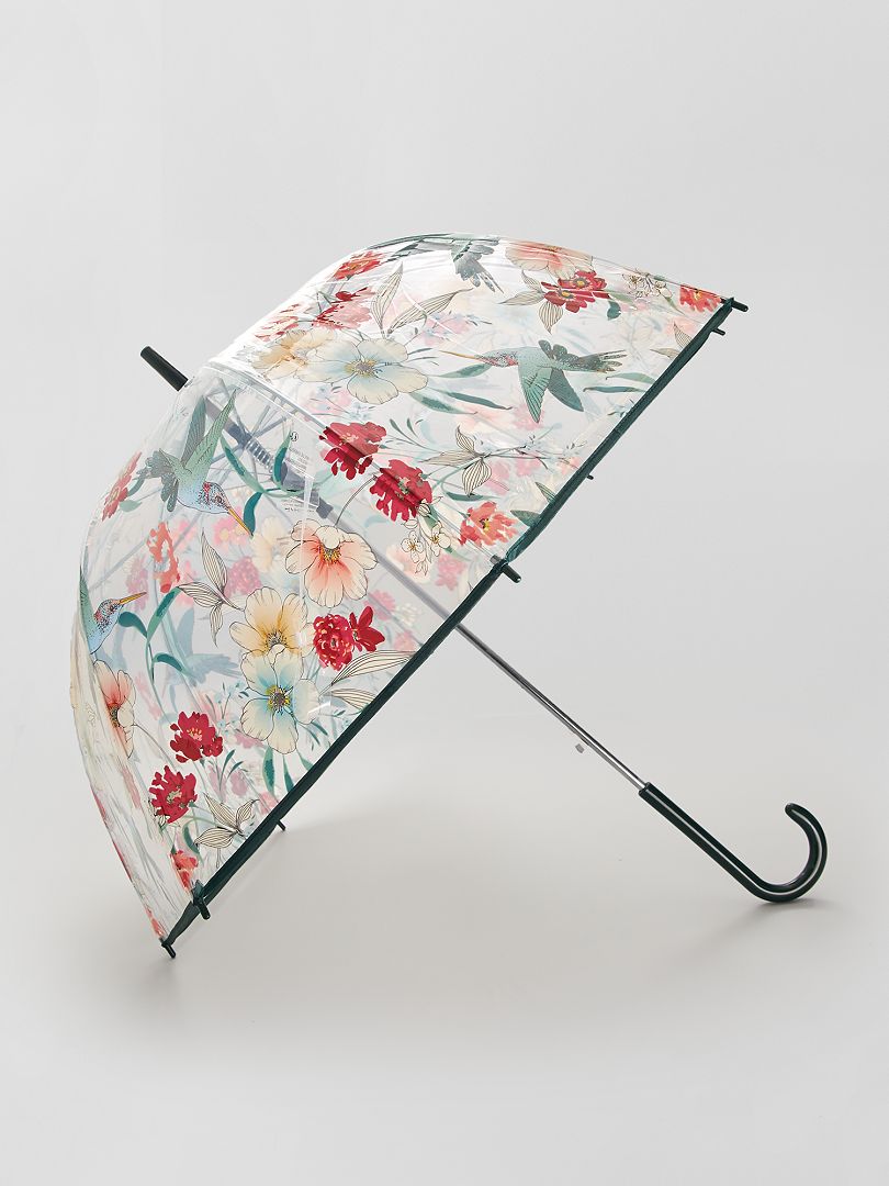 Transparante paraplu met leuke print bloemenprint - Kiabi