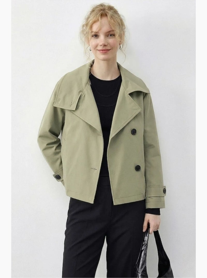 Trench-coat à col mandarin court lucci Kaki - Kiabi