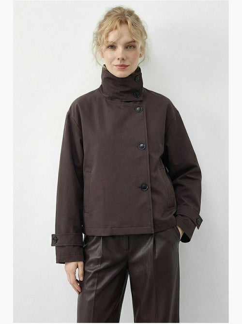 Trench-coat à col mandarin court lucci - Kiabi