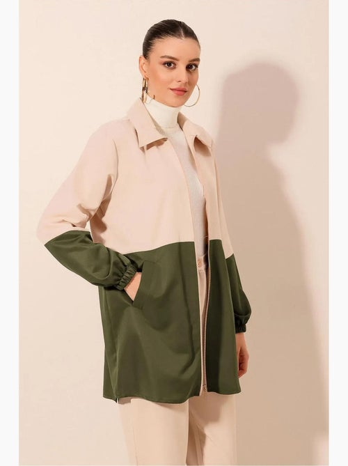 Trench-coat à fermeture zippée et blocs de couleur bdart - Kiabi