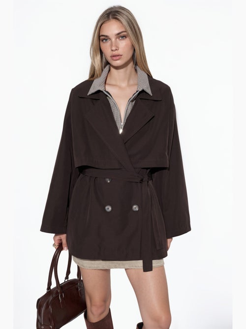 Trench-coat ceinturé à double boutonnage hiccup - Kiabi Trench-coat ceinturé à double boutonnage hiccup - Kiabi