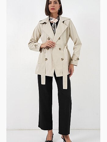 Trench-coat court ceinturé avec col chemise bdart