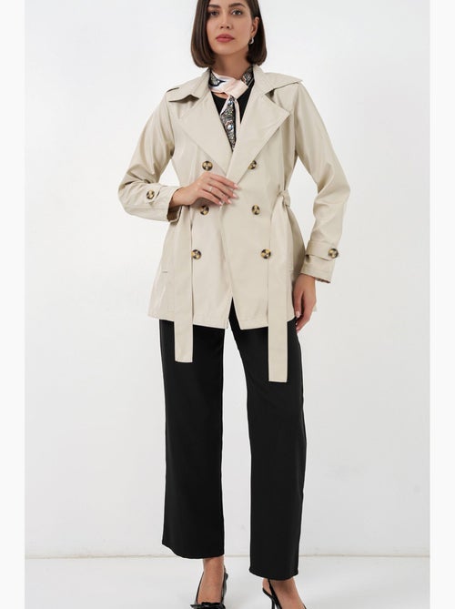 Trench-coat court ceinturé avec col chemise bdart - Kiabi