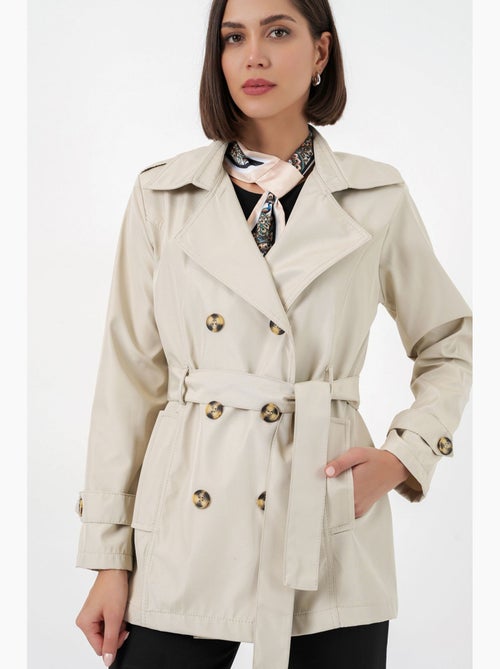 Trench-coat court ceinturé avec col chemise bdart - Kiabi