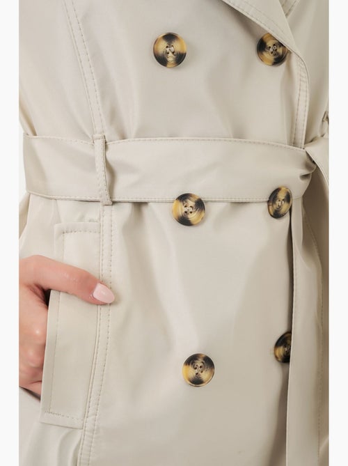 Trench-coat court ceinturé avec col chemise bdart - Kiabi