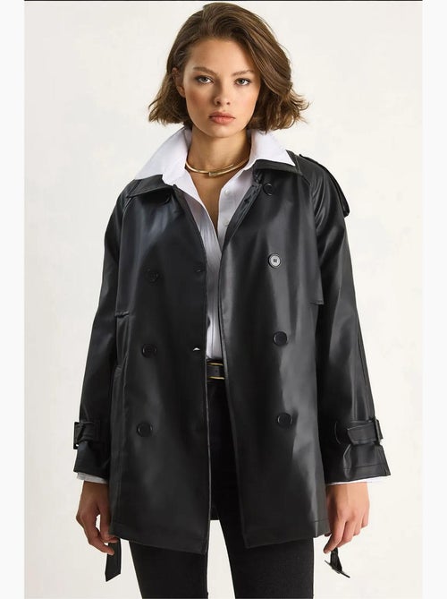 Trench-coat croisé en similicuir lucci - Kiabi