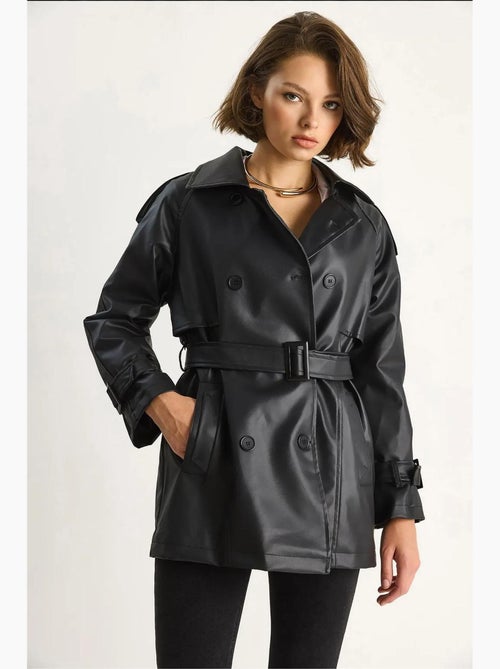 Trench-coat croisé en similicuir lucci - Kiabi