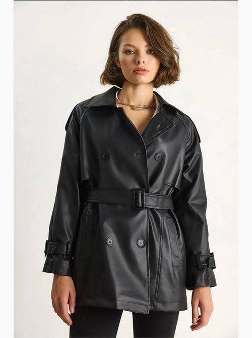 Trench-coat croisé en similicuir lucci - Kiabi