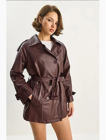 Trench-coat croisé en similicuir lucci