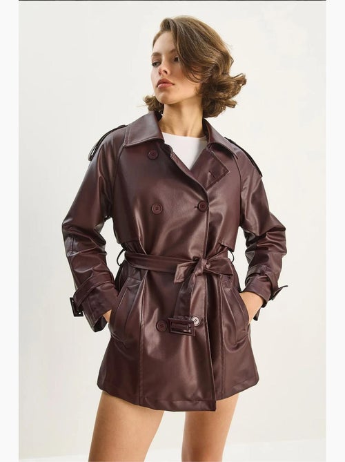 Trench-coat croisé en similicuir lucci - Kiabi