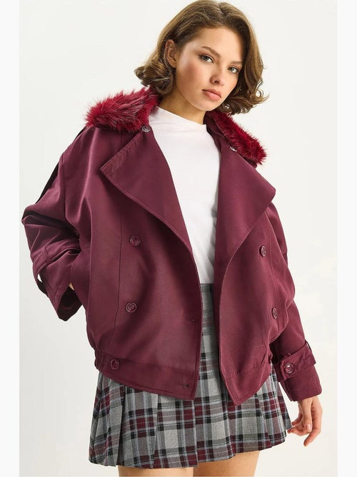 Trench-coat en fausse fourrure avec fermeture à boucle lucci - Kiabi