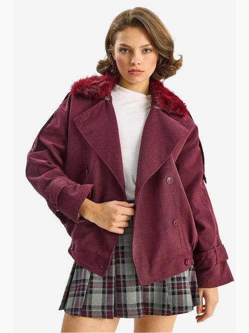 Trench-coat en fausse fourrure avec fermeture à boucle lucci - Kiabi