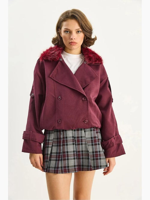Trench-coat en fausse fourrure avec fermeture à boucle lucci - Kiabi