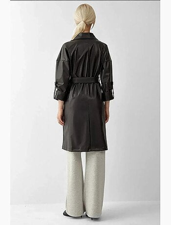 Trench-coat en similicuir avec ceinture bdart