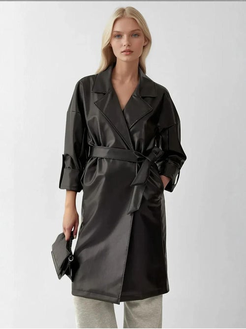 Trench-coat en similicuir avec ceinture bdart - Kiabi