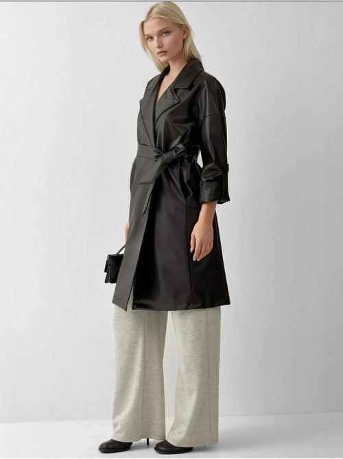 Trench-coat en similicuir avec ceinture bdart - Kiabi