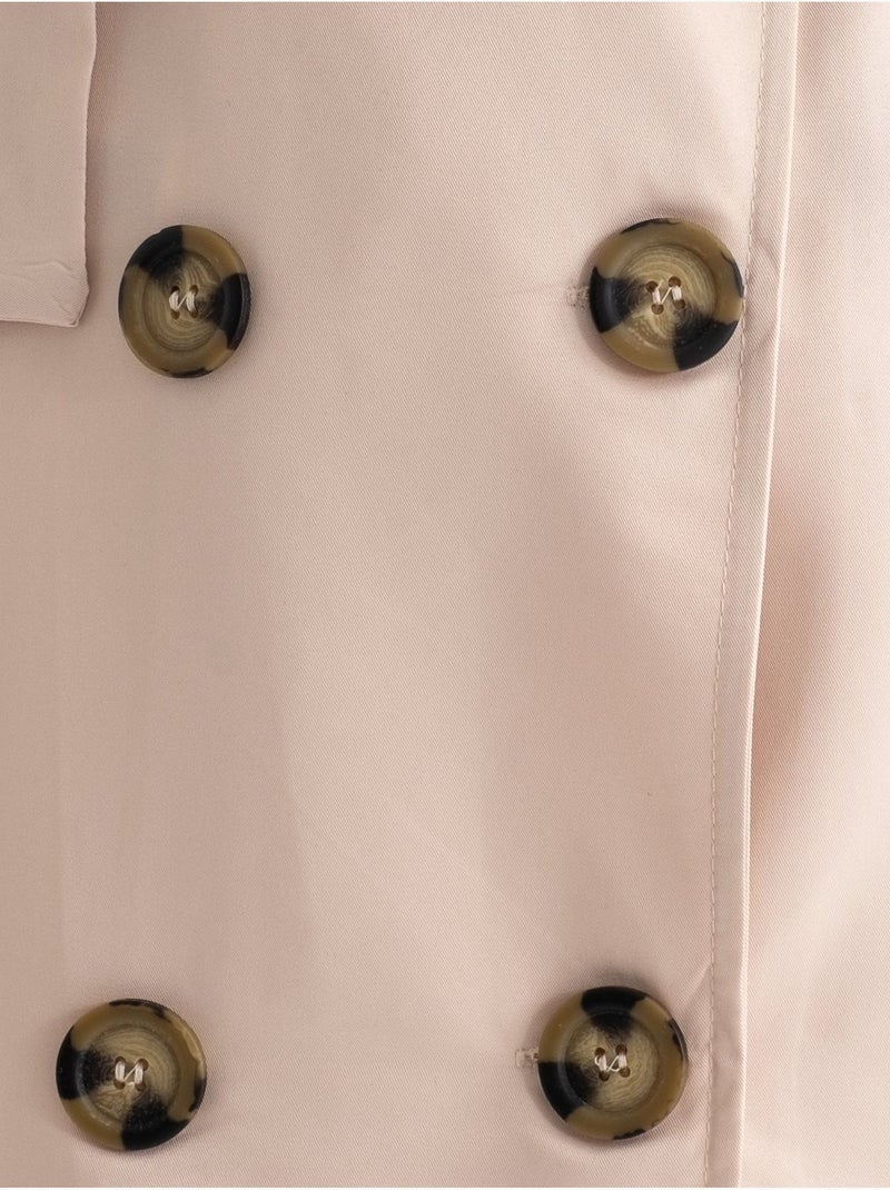 Trench-coat long croisé avec ceinture Beige naturel - Kiabi