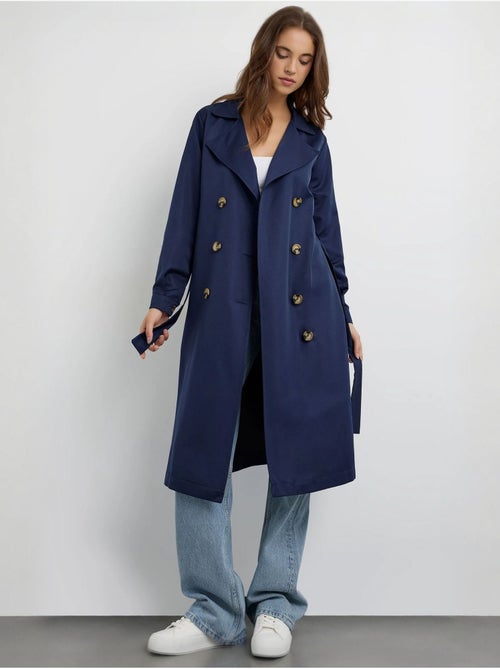 Trench-coat long croisé avec ceinture - Kiabi Trench-coat long croisé avec ceinture - Kiabi