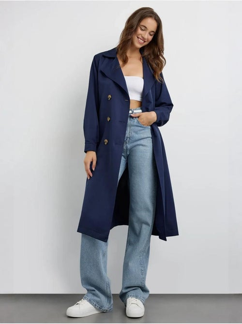 Trench-coat long croisé avec ceinture - Kiabi Trench-coat long croisé avec ceinture - Kiabi