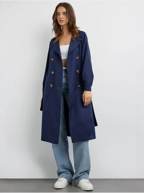 Trench-coat long croisé avec ceinture - Kiabi Trench-coat long croisé avec ceinture - Kiabi