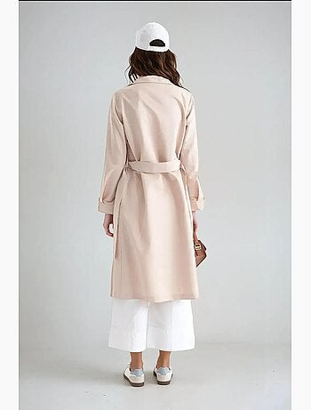 Trench-coat long croisé avec ceinture hiccup