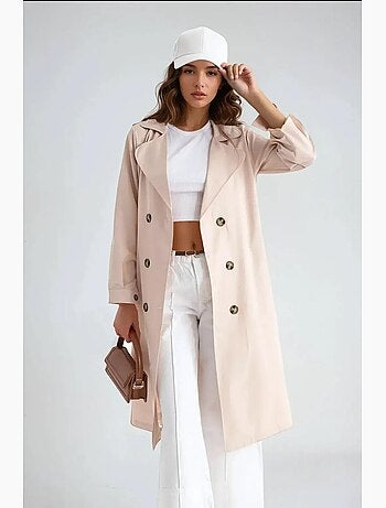 Trench-coat long croisé avec ceinture hiccup