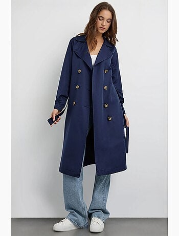 Trench-coat long croisé avec ceinture hiccup
