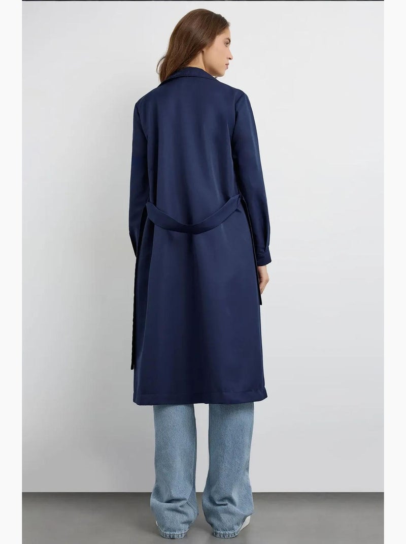 Trench-coat long croisé avec ceinture hiccup Bleu marine - Kiabi