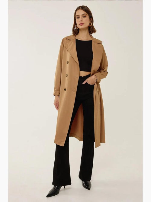 Trench-coat long croisé avec ceinture hiccup - Kiabi Trench-coat long croisé avec ceinture hiccup - Kiabi