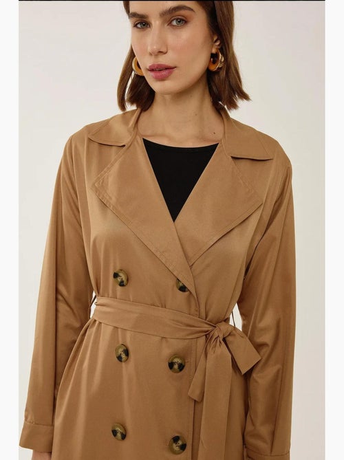 Trench-coat long croisé avec ceinture hiccup - Kiabi Trench-coat long croisé avec ceinture hiccup - Kiabi