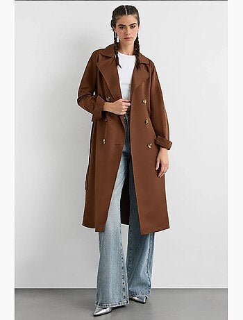 Trench-coat long croisé avec ceinture hiccup