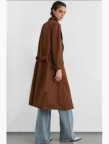 Trench-coat long croisé avec ceinture hiccup