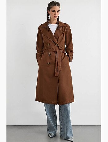 Trench-coat long croisé avec ceinture hiccup