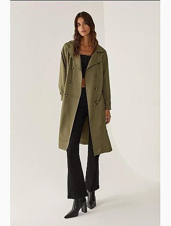 Trench-coat long croisé avec ceinture hiccup