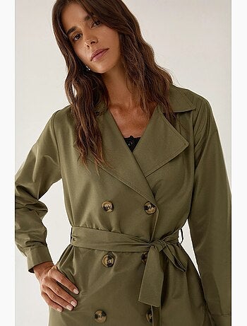 Trench-coat long croisé avec ceinture hiccup