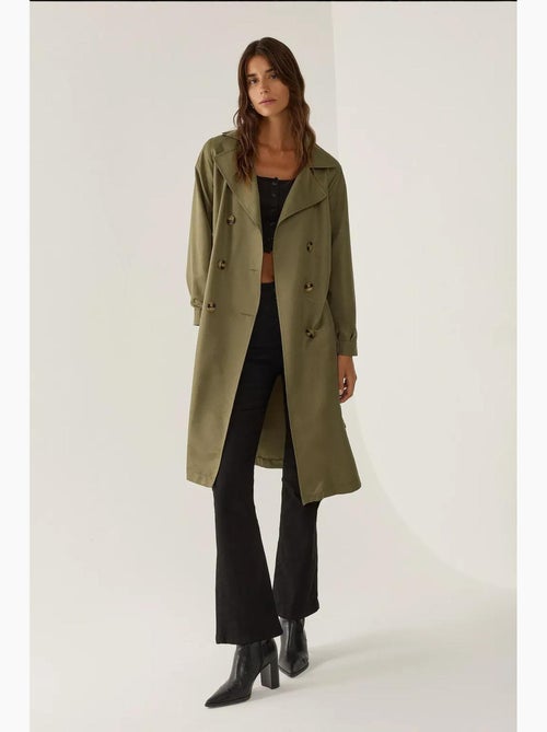Trench-coat long croisé avec ceinture hiccup - Kiabi